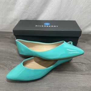 Mint Teal Flat Dress Shoe Shiny Patent Green Ballet Flats Size 8 Riverberry